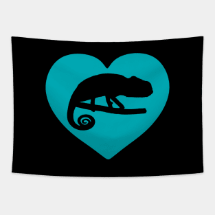 Blue Chameleon Heart for Chameleon Lovers Tapestry