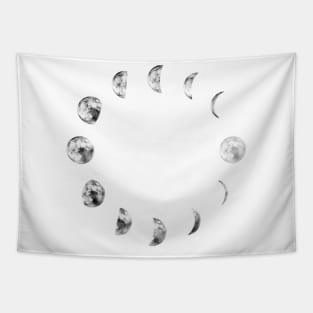 Black Moon Phase Space Graphic Art Tapestry