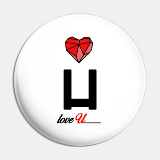 Initial love letter U for valentine Pin