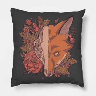 Autumn Fox Skull Pillow