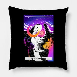 Tarot card The Wine. Rainbow holographic colors Pillow