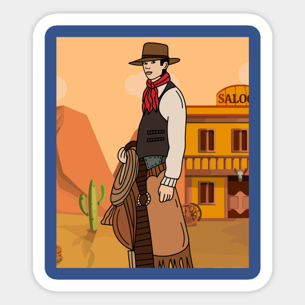 Retro Wild West Cowboys Rodeo - Western Rider - Sticker