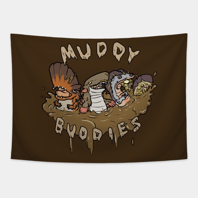 Muddy Buddies Tapestry by Fudepwee