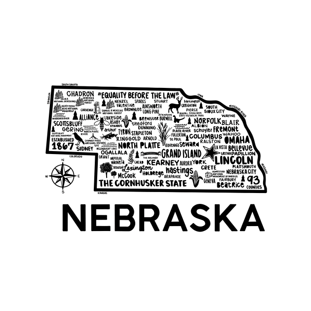 Nebraska Map by fiberandgloss