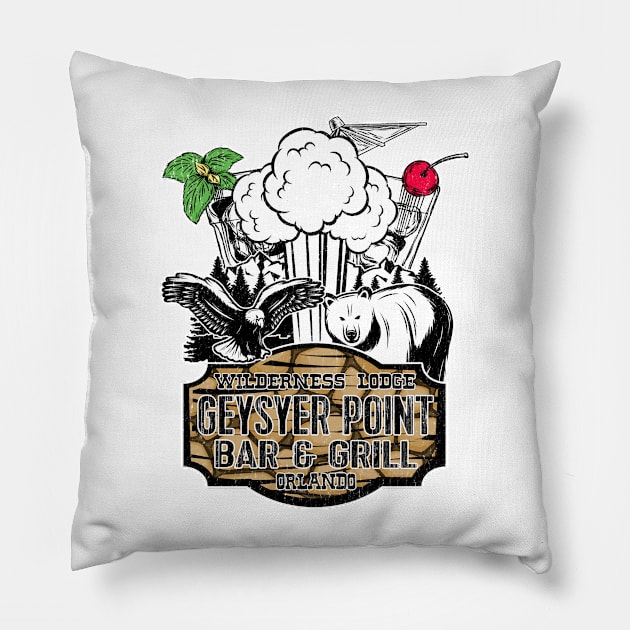 Geyser Point Bar & Grill Wilderness Lodge Orlando Pillow by Joaddo