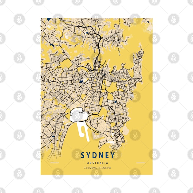 Sydney - Australia Yellow City Map by tienstencil