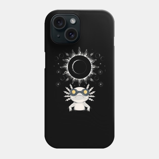 Total Solar Eclipse 2024 Axolotl Wearing Eclipse Glasses Phone Case by HBart