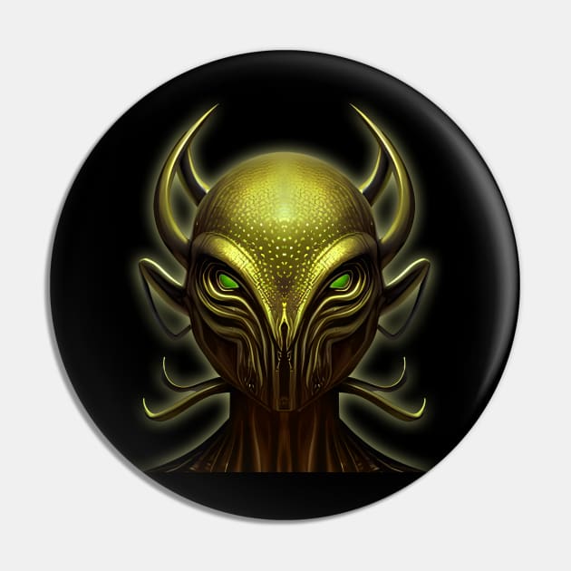 Alien Face - Golden Skin Pin by Mr.FansArt