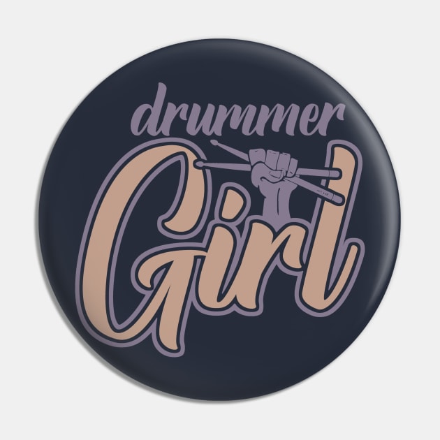 Drummer Girl Retro Pin by Issho Ni