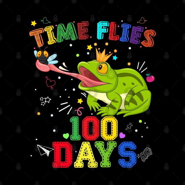 Time Flies 100 Days Frog Fly 100 Days Of School Shirt Teacher Boy Girl Gift by BeHappy12