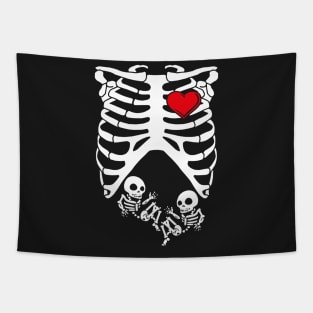Spooky Skeleton Costume Pregnant Mommy of Twins Tapestry