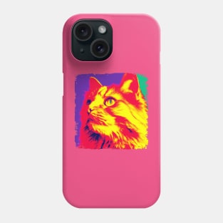 Domestic Long Hair Pop Art - Cat Lover Gift. Cool cat design for Long-haired moggie lovers - Features House Cat or Longhair Household Pet design with pop art styles. Great cat artwork for Domestic long-haired cat lovers. Phone Case