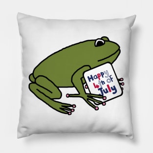 Happy 4th of July says Green Frog Pillow