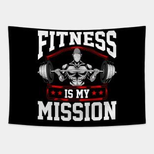 Fitness Is My Mission Motivated Weightlifter Tapestry