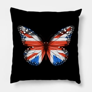 British Flag  Butterfly - Gift for British From Great Britain Pillow