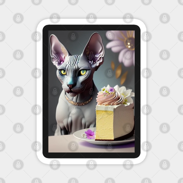 Sphynx enjoying a cake Magnet by Enchanted Reverie