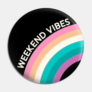 Retro Weekend Vibes For Women Vintage Rainbow Travel Pin