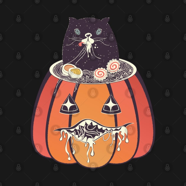 Ramen and cat in the pumpkin by AnnArtshock