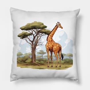 Watercolor Giraffe Pillow
