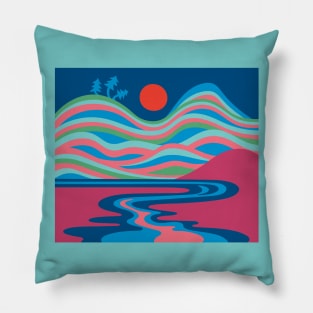 BLOOD MOON Retro Outdoors Nature Mountain Landscape with Trees - UnBlink Studio by Jackie Tahara Pillow