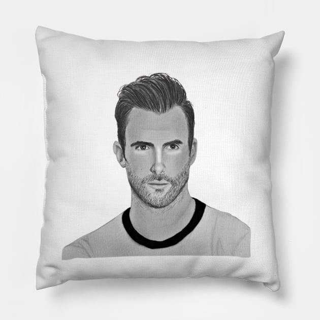 Adam Levine pencil drawing Pillow by Kevin_kreativity