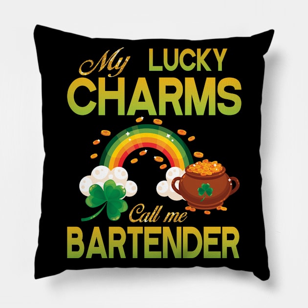 St Patrick Gold Shamrocks My Lucky Charms Call Me Bartender Pillow by bakhanh123