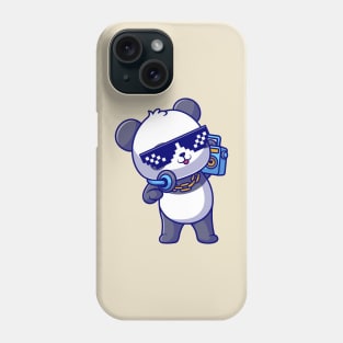 Cute Cool Panda Listening Music With Boombox And  Headphone Cartoon Phone Case