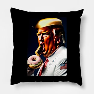 Donald Trump eating a Donut Pillow