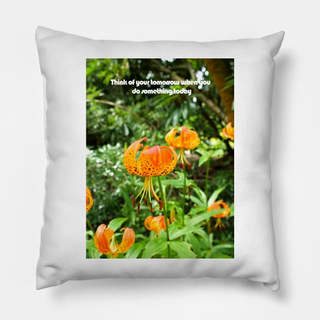 Think of your tomorrow when you do something today Pillow by fantastic-designs