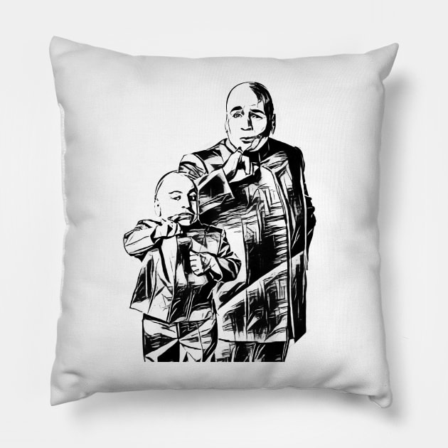 dr evil and mini me Pillow by RetroScribbles