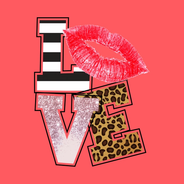 Love - Lips with Glittle and Leopard Print by Rebel Merch