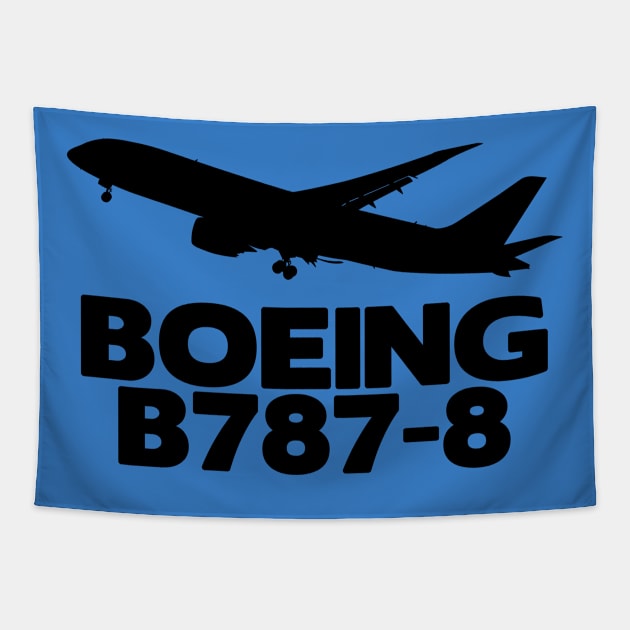 Boeing B787-8 Silhouette Print (Black) Tapestry by TheArtofFlying