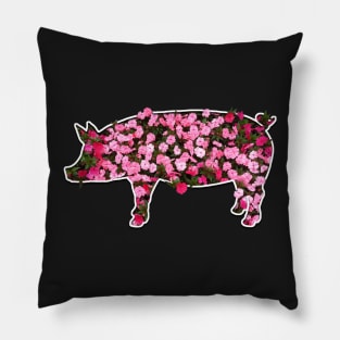 Floral Flower Pig Farmer Gift design Pillow