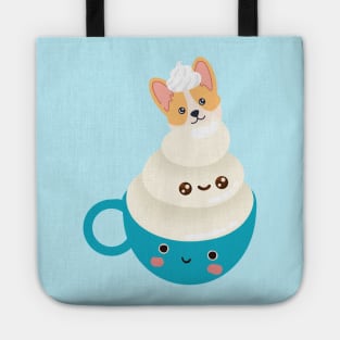 Corgi Aqua Cuppa Puppuccino Adorkablely Sweet Corgi Coffee Love Style Tote