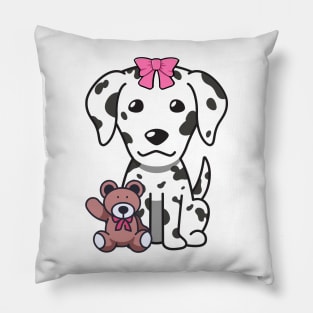 Cute dalmatian holds a teddy bear Pillow