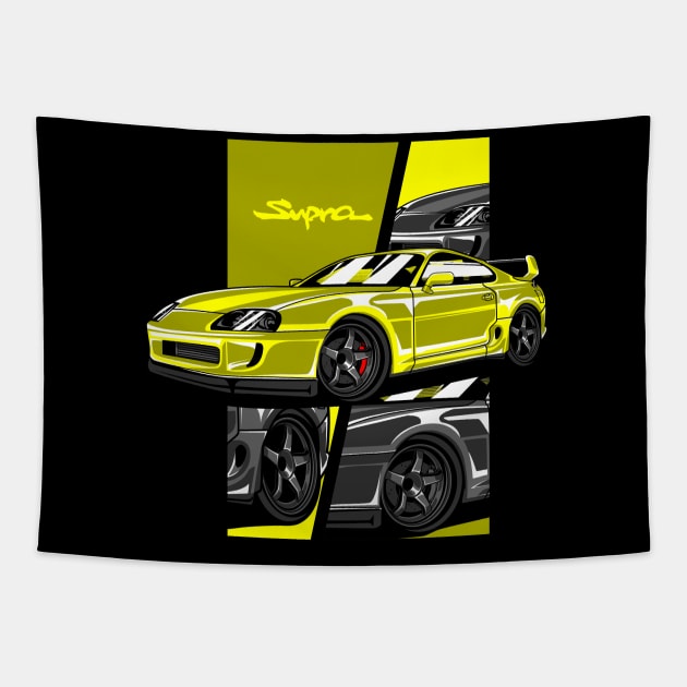 Toyota Supra PicArt Yellow Tapestry by aredie19