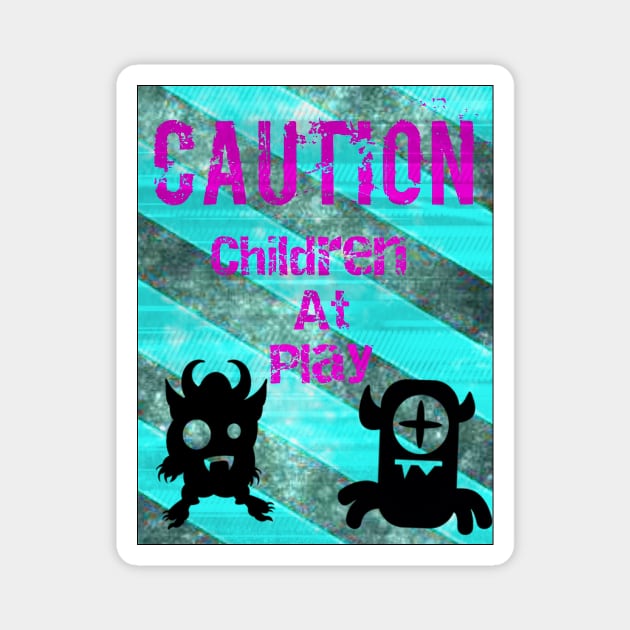 Caution Children At Play Magnet by RG Illustration