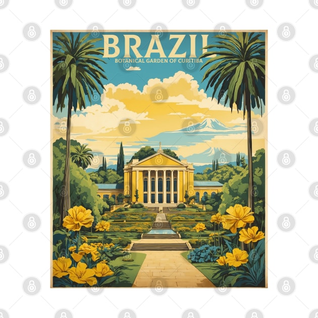 Botanical Garden of Curitiba Brazil Vintage Tourism Travel Poster by TravelersGems