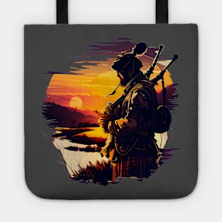 Bagpipe players in the sunset Tote