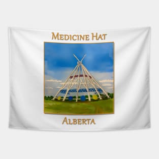 SaamisTeePee Landmark in Medicine Hat Alberta Canada - WelshDesigns Tapestry