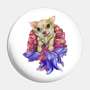 Chihuahua in the Dress Made of Flowers Pin