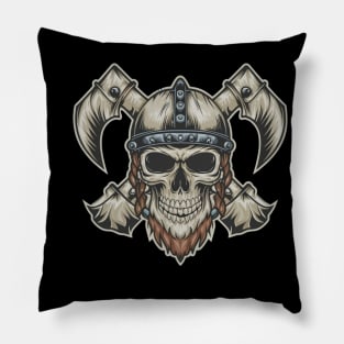 Vintage Vikings Skull Art Pillow