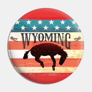 Wyoming Vintage Flag Bucking Bronco Pin