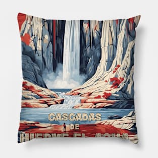 Cascadas de Hierve el Agua Mexico Vintage Poster Tourism Pillow