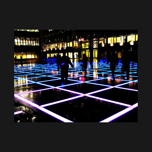 Finsbury Avenue Square, London, at night  - surreal city photo in blue and purple by AtlasMirabilis