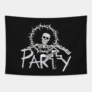 Skeleton - Cross - Party - Halloween - White Tapestry