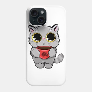Cute cat with coffee Phone Case