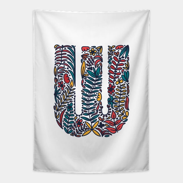 Tropical Letter W Tapestry by Cascade Patterns