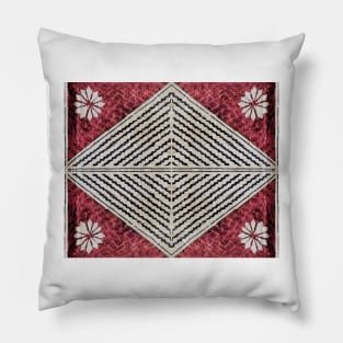 Fijian Tapa Cloth 71 by Hypersphere Pillow