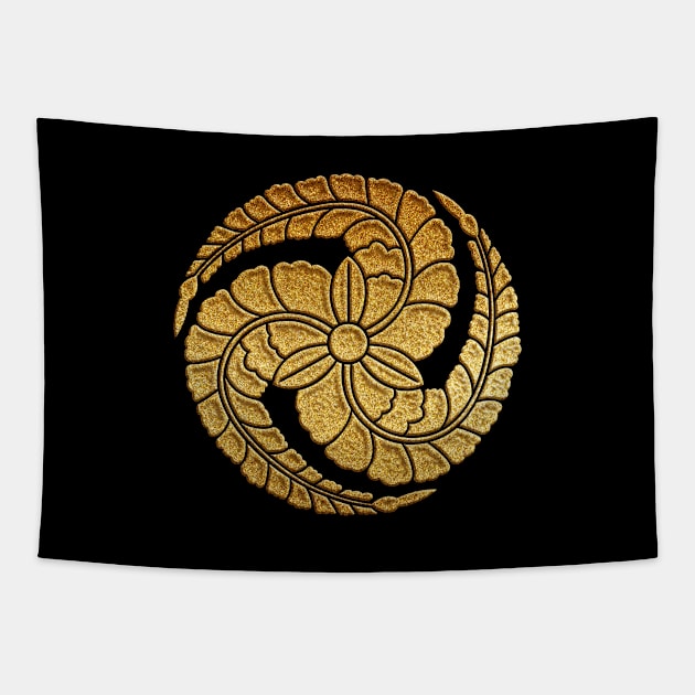 Gold Kuroda Fuji Tomoe Kamon Tapestry by Takeda_Art